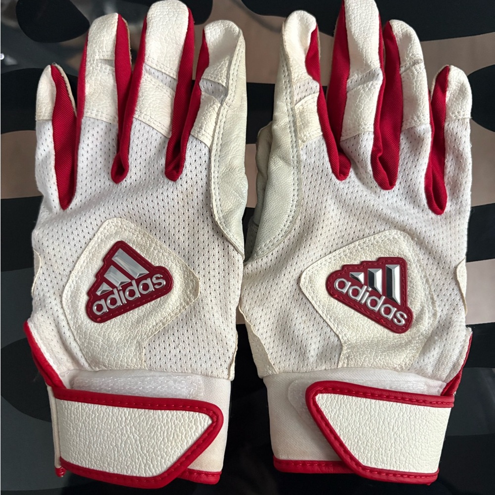 Adidas Red and White Baseball Gloves